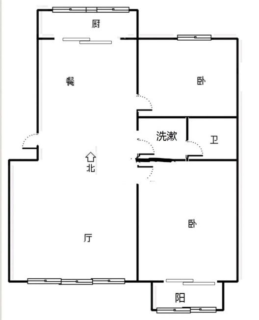 东兴小区（西院）2室2厅1卫户型图