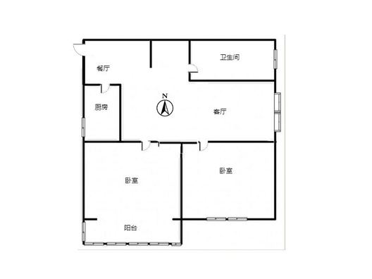 翡翠城（涿郡东区）2室2厅1卫户型图