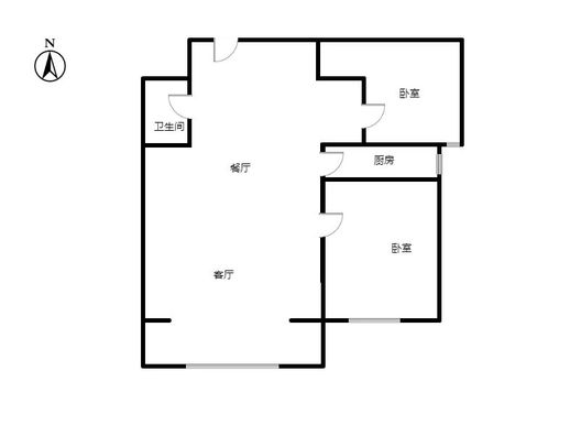 鹏渤印象城·牛津花园2室2厅1卫户型图