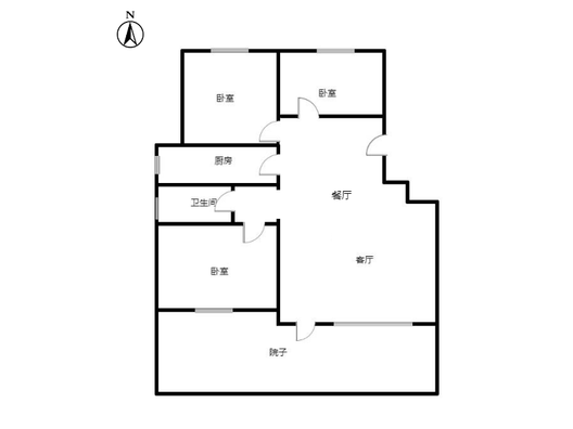 鸿坤理想湾3室2厅1卫户型图