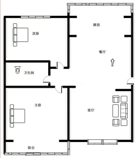 华福佳缘2室2厅1卫户型图