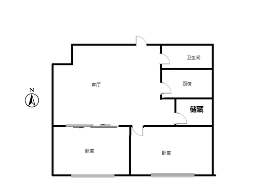 京第银座2室1厅1卫户型图