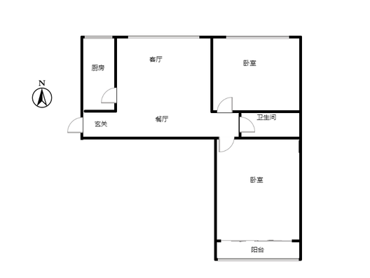 天保青花府2室2厅1卫户型图
