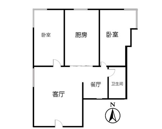 金茂府（鹏渤公园里）2室2厅1卫户型图