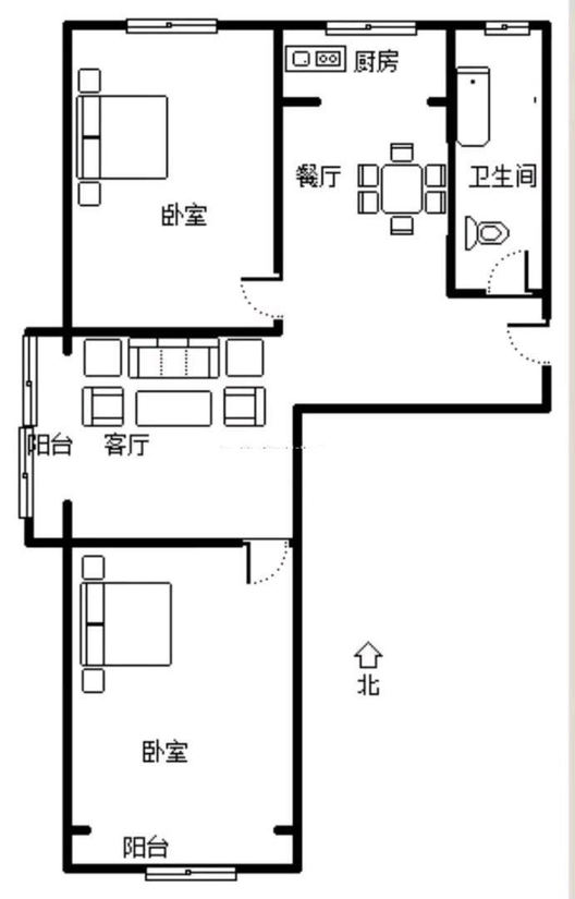 香邑溪谷一期2室2厅1卫户型图