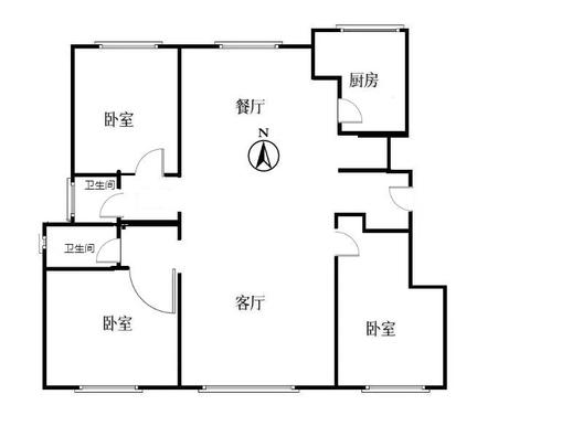 华远和府二期3室2厅2卫户型图