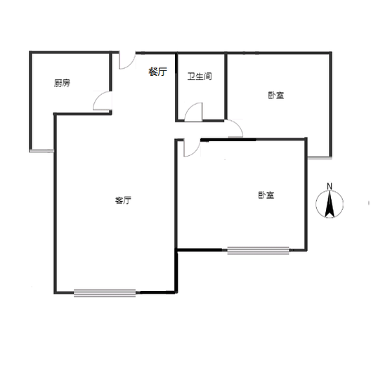 紫竹园2室1厅1卫户型图