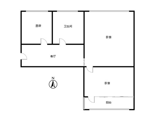 团结小区2室1厅1卫户型图