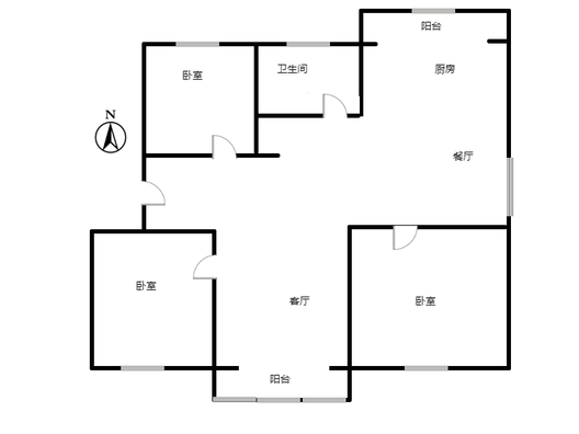 职教中心家属院3室2厅1卫户型图