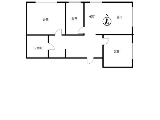 汇元学府一号2室2厅1卫户型图