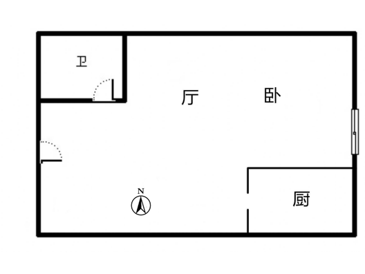 国富公寓(18号楼）1室1厅1卫户型图
