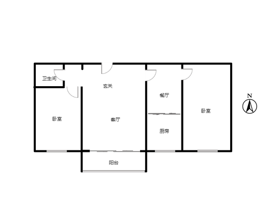 紫荆尚城2室2厅1卫户型图