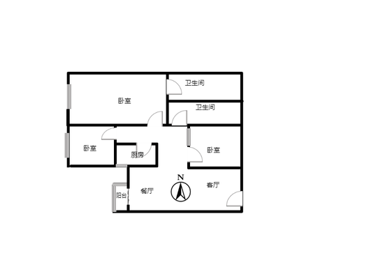 汇元新天地3室2厅2卫户型图