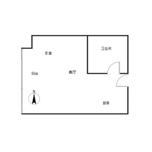 万科城际之光1室1厅1卫户型图