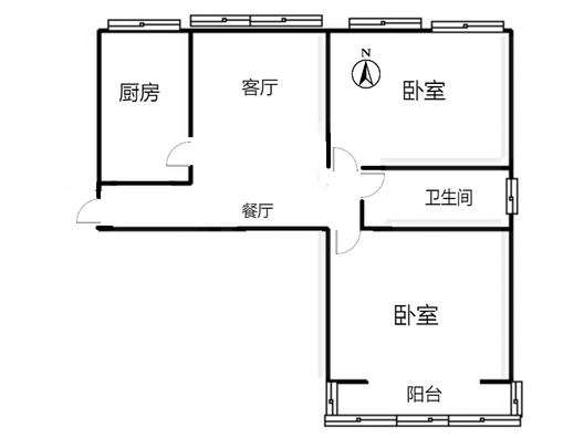 公园壹号2室2厅1卫户型图