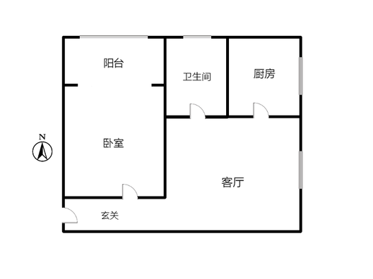 水岸花城1室1厅1卫户型图