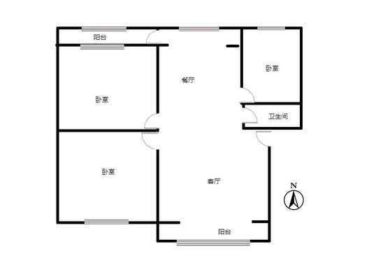 联合小区四号院3室2厅1卫户型图