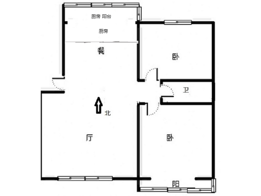 联合六号院2室2厅1卫户型图