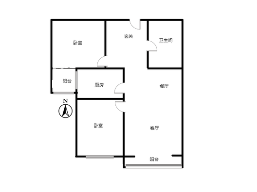 香邑溪谷一期2室2厅1卫户型图
