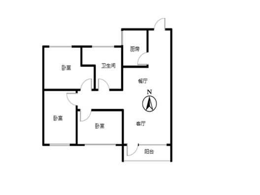 桃源新都孔雀城3室2厅1卫户型图