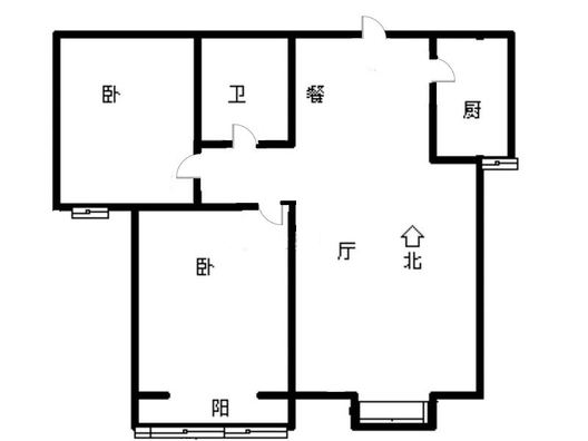水岸花城2室2厅1卫户型图