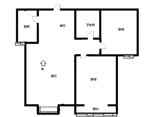 水岸花城2室2厅1卫户型图
