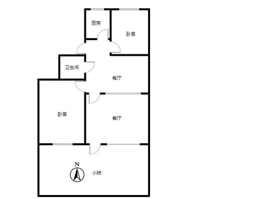 铁道部建厂局小区（范阳路）2室2厅1卫户型图