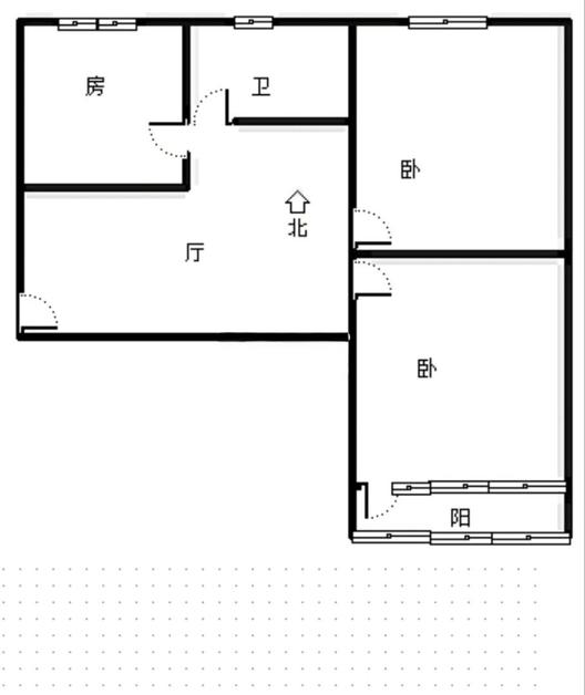 凌云厂家属院2室1厅1卫户型图