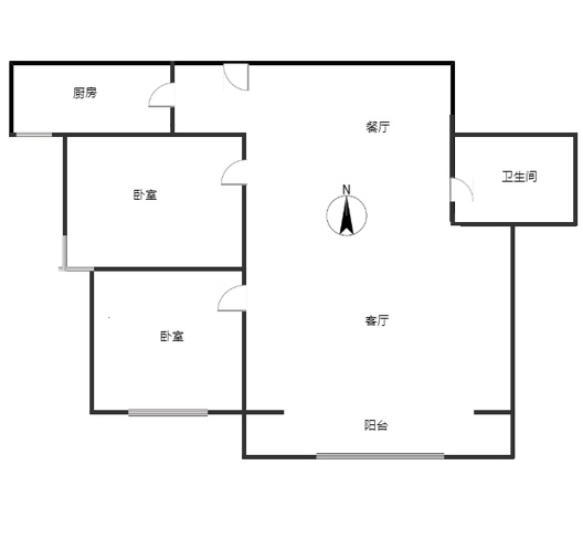 云景城2室2厅1卫户型图