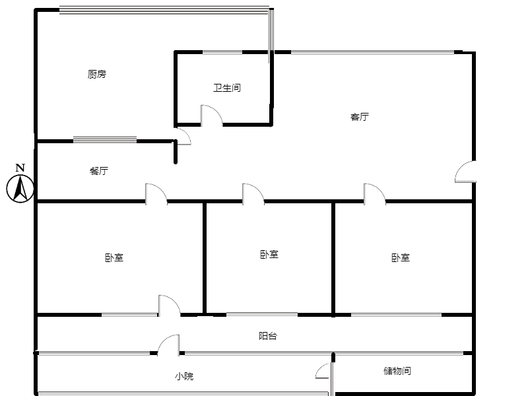 县府小区3室2厅1卫户型图