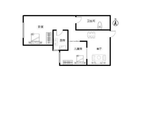 强舜铭城2室1厅1卫户型图