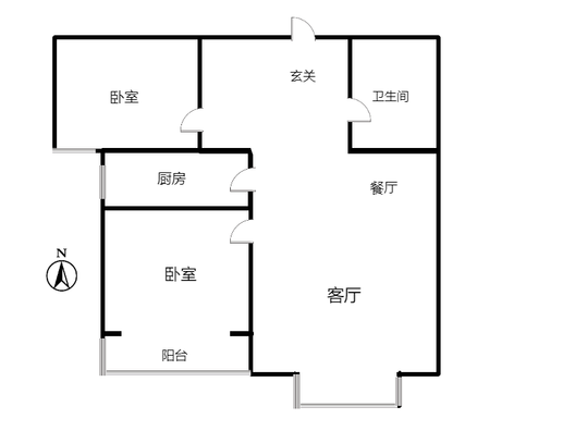 水榭春天2室2厅1卫户型图