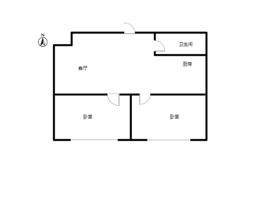 京第银座2室1厅1卫户型图