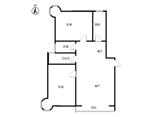 鸿盛凯旋门3室2厅1卫户型图