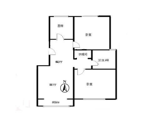 天地新城2室2厅1卫户型图