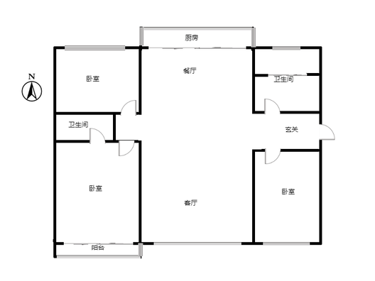 联合六号院3室2厅2卫户型图