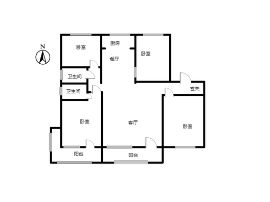 香邑溪谷玫瑰园4室2厅2卫户型图