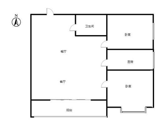 汇元京品2室2厅1卫户型图