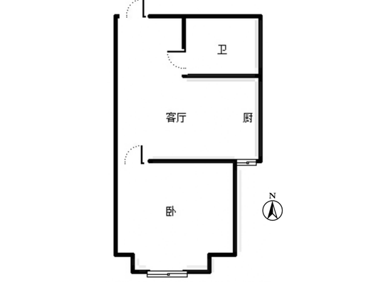 联合七号院1室1厅1卫户型图