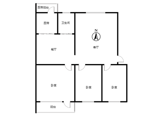 紫晨小区3室2厅1卫户型图