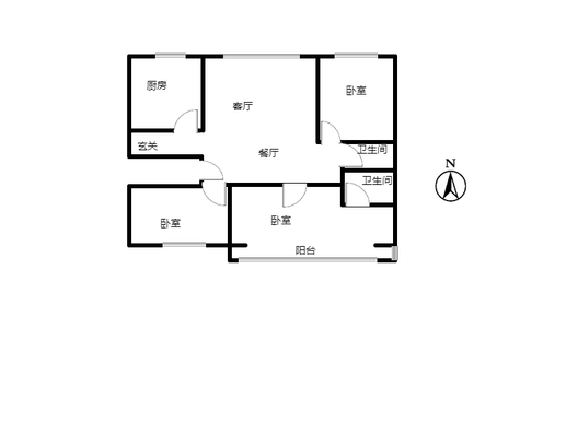 花溪渡3室2厅2卫户型图