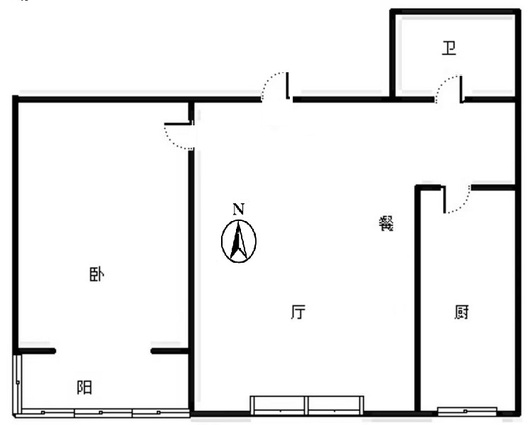 汇元新天地1室2厅1卫户型图