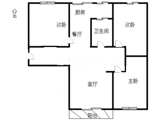 华融现代城3室2厅1卫户型图