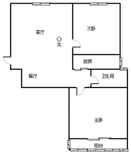 云景城2室2厅1卫户型图
