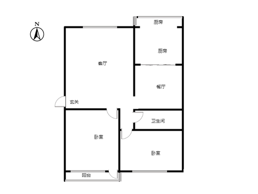 师范学校家属院2室2厅1卫户型图
