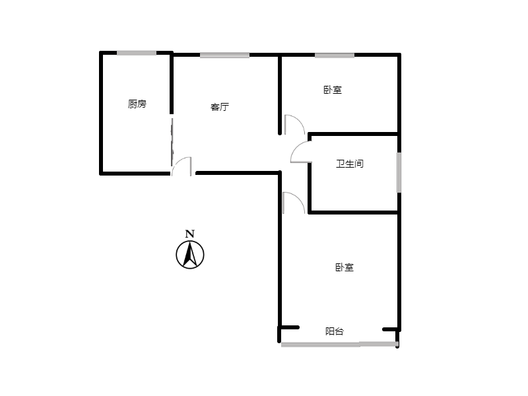 联合七号院2室1厅1卫户型图