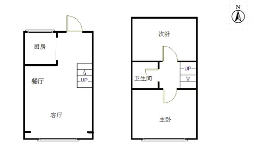 鹏渤印象城·牛津花园2室2厅1卫户型图