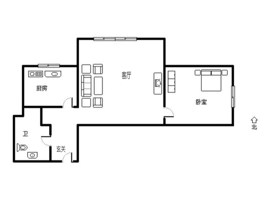 K2狮子城1室1厅1卫户型图