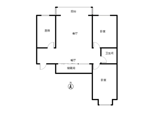 翡翠城（涿郡东区）2室2厅1卫户型图