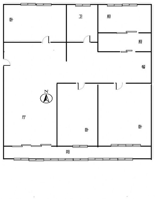 鹏润四季花园3室2厅1卫户型图